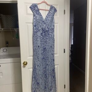NWT | Elegant Light Blue Beaded Evening Gown